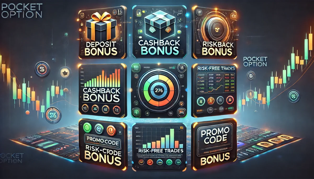Типы доступных бонусов и особый промокод Pocket Option